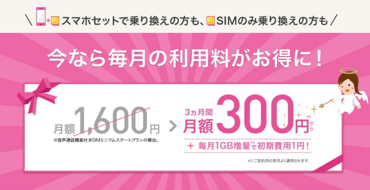 シェアNo.1記念 スマホ代月額300円キャンペーン
